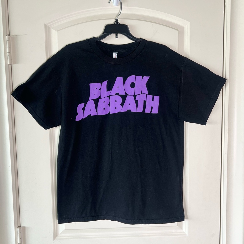 Vintage Black Sabbath T-Shirt Master of Reality Purple Logo Alstyle Size L Y2K
